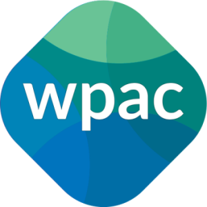 WPAC logo with white text on a multicoloured diamond background.