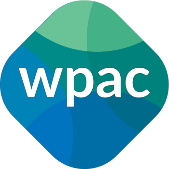 WPAC logo with white text on a multicoloured diamond background.